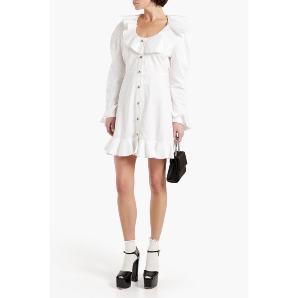 CHRISTOPHER KANE Ruffled cotton-poplin Flounce mini dress Size 4
